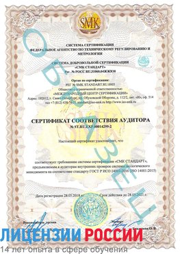 Образец сертификата соответствия аудитора Образец сертификата соответствия аудитора №ST.RU.EXP.00014299-2 Нижний Архыз Сертификат ISO 14001